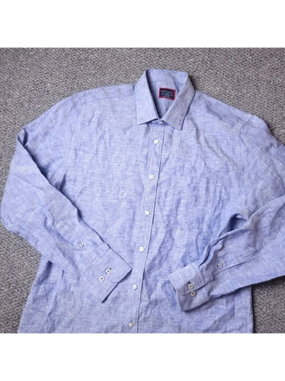 UNTUCKit Santo Linen Shirt Mens L Large Slim Blue Button Long Sleeve